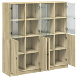 Boekenkast met deuren 136x37x142 cm hout sonoma eikenkleurig - AllerleiShop