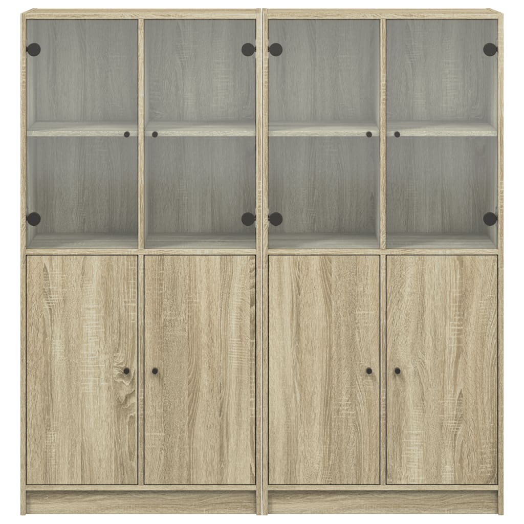 Boekenkast met deuren 136x37x142 cm hout sonoma eikenkleurig - AllerleiShop