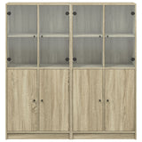 Boekenkast met deuren 136x37x142 cm hout sonoma eikenkleurig - AllerleiShop