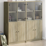 Boekenkast met deuren 136x37x142 cm hout sonoma eikenkleurig - AllerleiShop