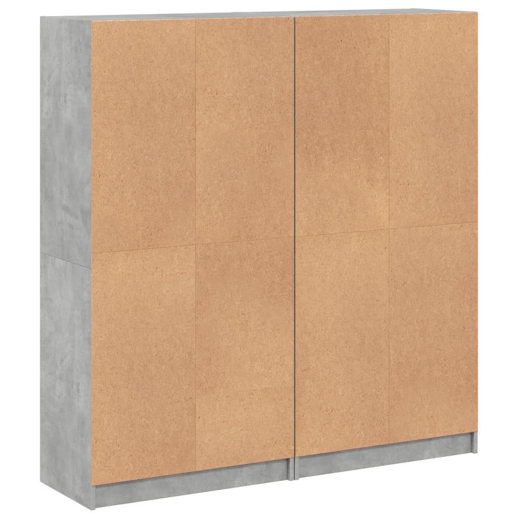 Boekenkast met deuren 136x37x142 cm bewerkt hout betongrijs - AllerleiShop