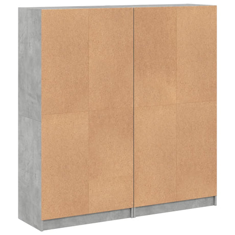 Boekenkast met deuren 136x37x142 cm bewerkt hout betongrijs - AllerleiShop