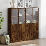 Boekenkast met deuren 136x37x142 cm hout gerookt eikenkleurig - AllerleiShop