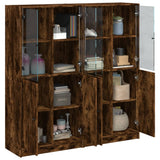 Boekenkast met deuren 136x37x142 cm hout gerookt eikenkleurig - AllerleiShop