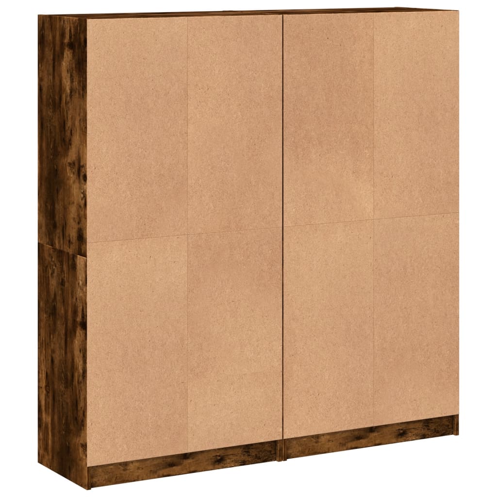 Boekenkast met deuren 136x37x142 cm hout gerookt eikenkleurig - AllerleiShop