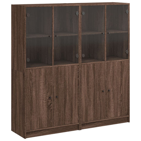 Boekenkast met deuren 136x37x142 cm hout bruin eikenkleur - AllerleiShop