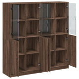 Boekenkast met deuren 136x37x142 cm hout bruin eikenkleur - AllerleiShop