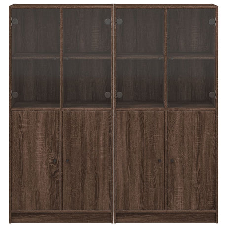 Boekenkast met deuren 136x37x142 cm hout bruin eikenkleur - AllerleiShop