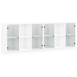 Boekenkast met deuren 204x37x75 cm bewerkt hout wit - AllerleiShop