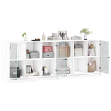 Boekenkast met deuren 204x37x75 cm bewerkt hout wit - AllerleiShop