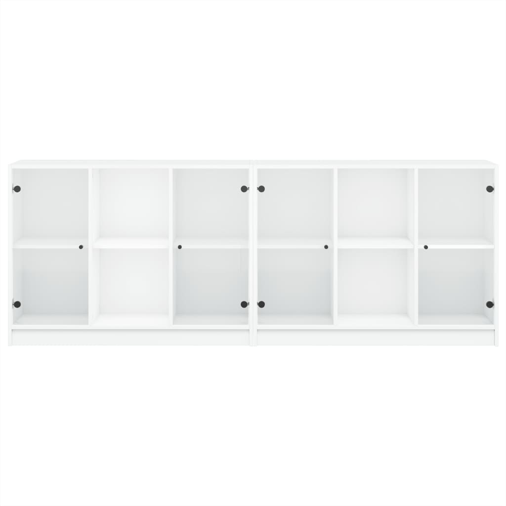 Boekenkast met deuren 204x37x75 cm bewerkt hout wit - AllerleiShop