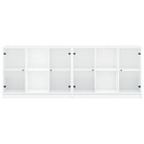 Boekenkast met deuren 204x37x75 cm bewerkt hout wit - AllerleiShop