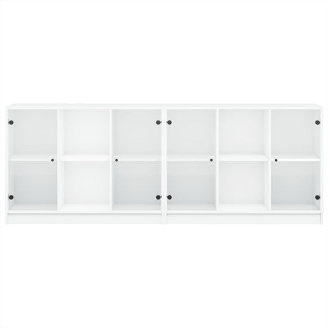 Boekenkast met deuren 204x37x75 cm bewerkt hout wit - AllerleiShop