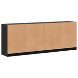 Boekenkast met deuren 204x37x75 cm bewerkt hout zwart - AllerleiShop