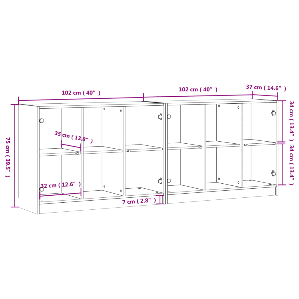 Boekenkast met deuren 204x37x75 cm bewerkt hout zwart - AllerleiShop