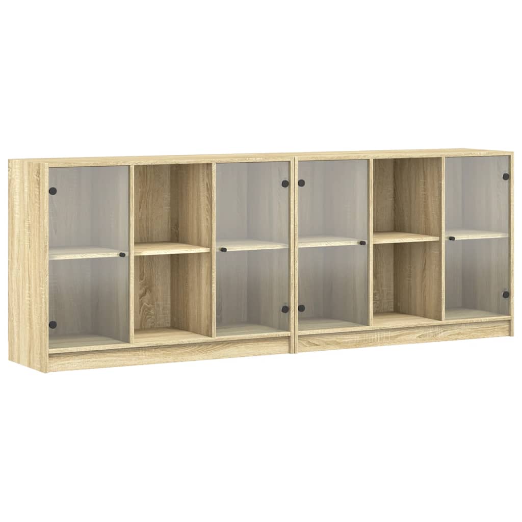 Boekenkast met deuren 204x37x75 cm hout sonoma eikenkleurig - AllerleiShop