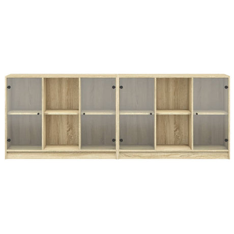 Boekenkast met deuren 204x37x75 cm hout sonoma eikenkleurig - AllerleiShop