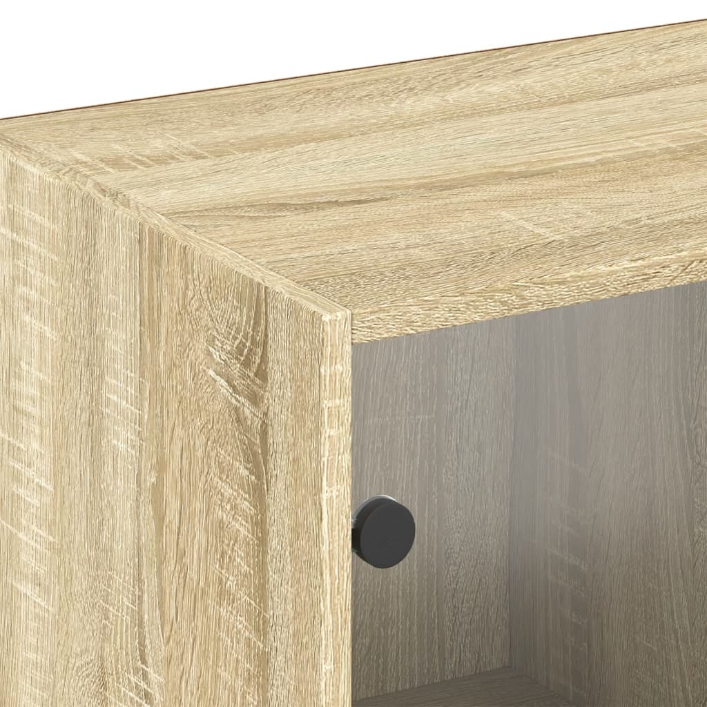 Boekenkast met deuren 204x37x75 cm hout sonoma eikenkleurig - AllerleiShop