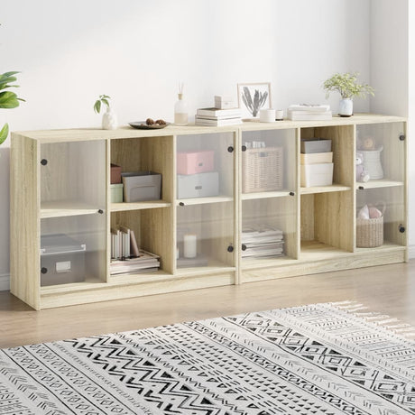 Boekenkast met deuren 204x37x75 cm hout sonoma eikenkleurig - AllerleiShop