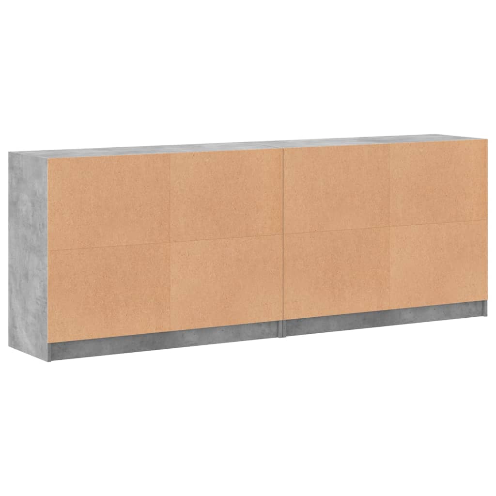 Boekenkast met deuren 204x37x75 cm bewerkt hout betongrijs - AllerleiShop