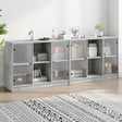 Boekenkast met deuren 204x37x75 cm bewerkt hout betongrijs - AllerleiShop