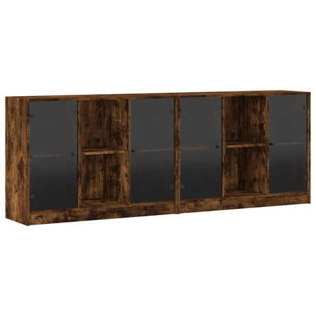 Boekenkast met deuren 204x37x75 cm hout gerookt eikenkleurig - AllerleiShop