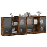 Boekenkast met deuren 204x37x75 cm hout gerookt eikenkleurig - AllerleiShop