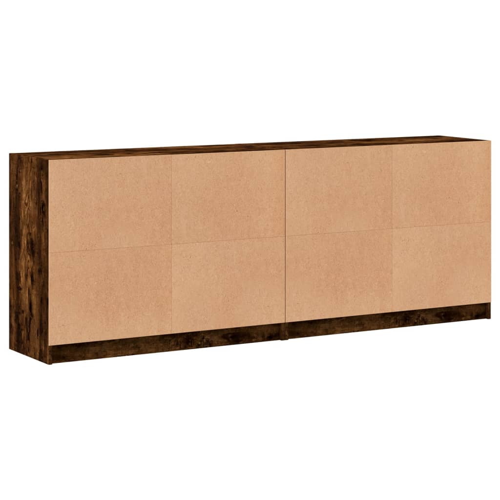 Boekenkast met deuren 204x37x75 cm hout gerookt eikenkleurig - AllerleiShop