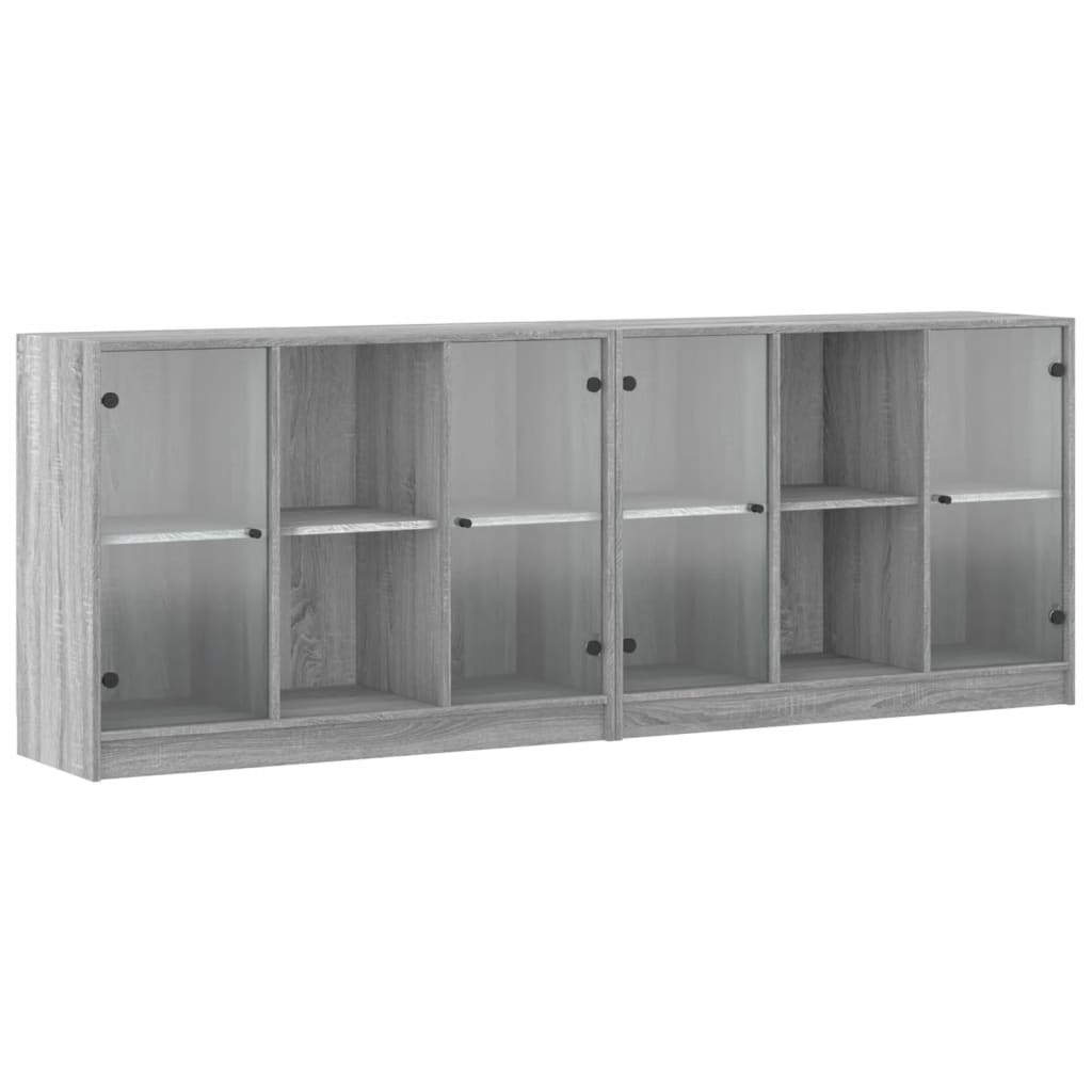 Boekenkast met deuren 204x37x75 cm hout grijs sonoma eikenkleur - AllerleiShop