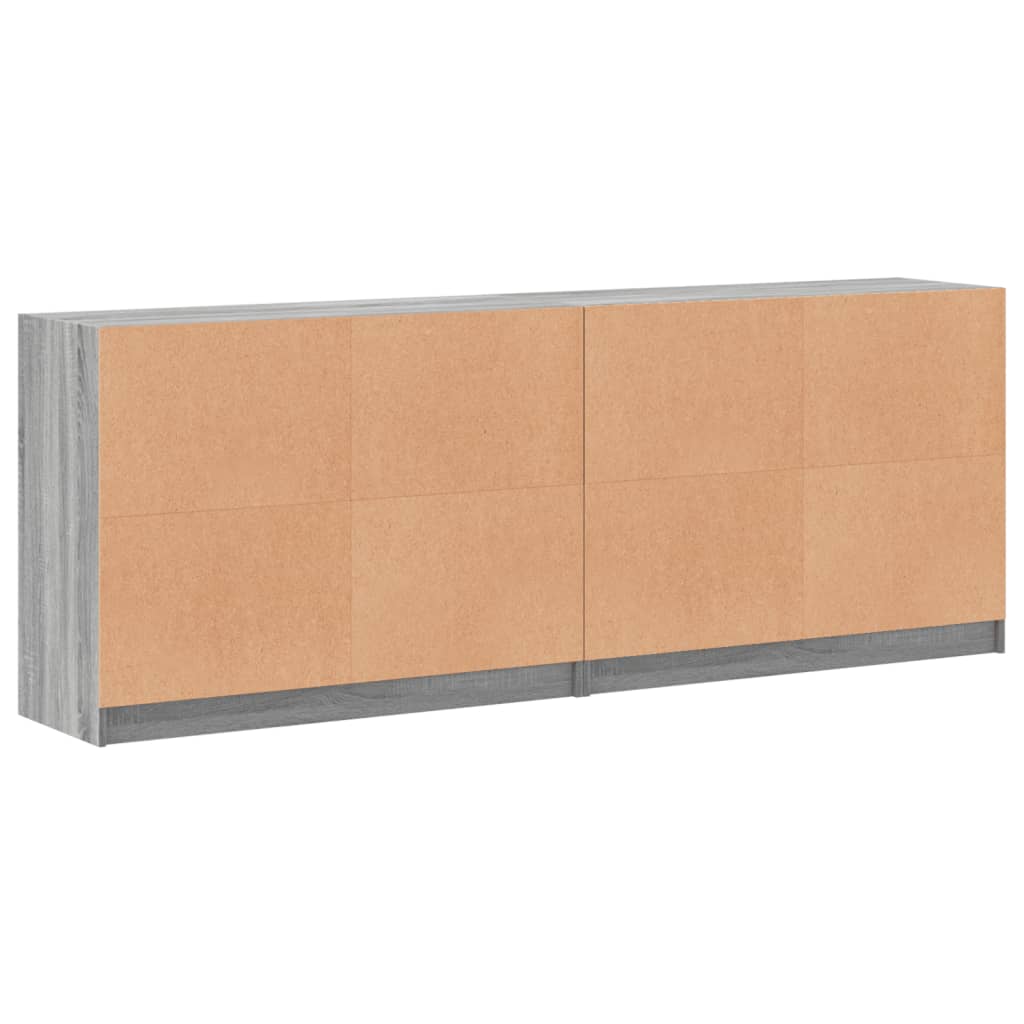 Boekenkast met deuren 204x37x75 cm hout grijs sonoma eikenkleur - AllerleiShop