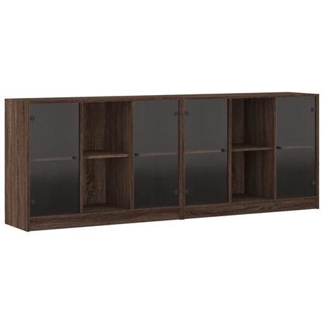 Boekenkast met deuren 204x37x75 cm hout bruin eikenkleur - AllerleiShop