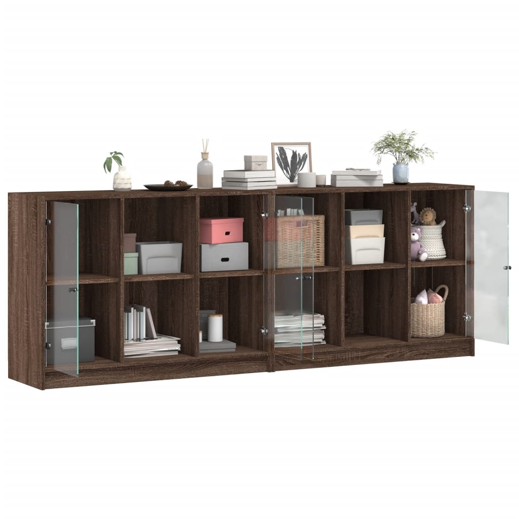 Boekenkast met deuren 204x37x75 cm hout bruin eikenkleur - AllerleiShop