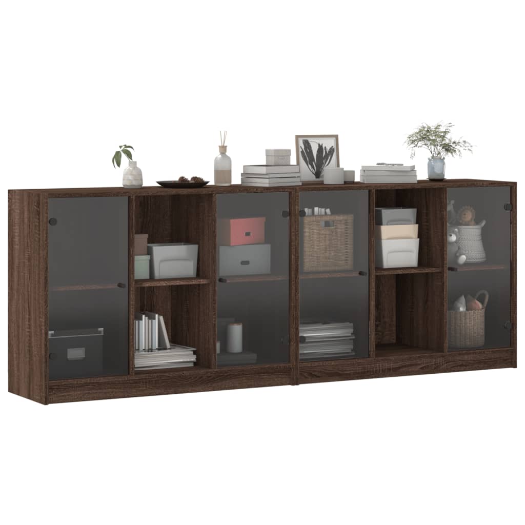 Boekenkast met deuren 204x37x75 cm hout bruin eikenkleur - AllerleiShop