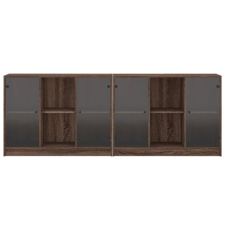 Boekenkast met deuren 204x37x75 cm hout bruin eikenkleur - AllerleiShop