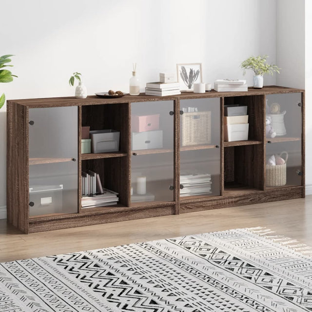 Boekenkast met deuren 204x37x75 cm hout bruin eikenkleur - AllerleiShop