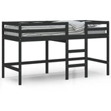Kinderhoogslaper met ladder 80x200 cm massief grenenhout zwart