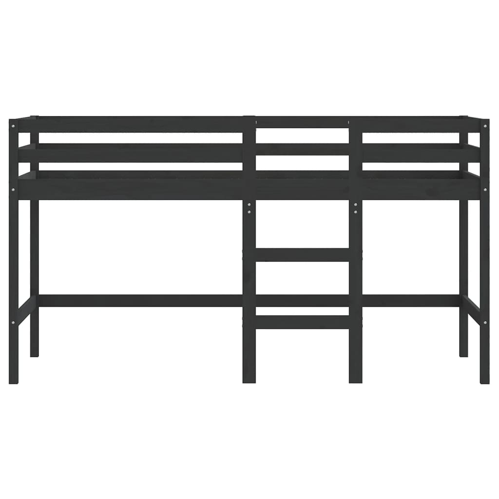 Kinderhoogslaper met ladder 80x200 cm massief grenenhout zwart