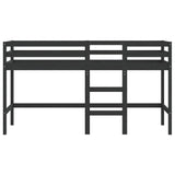 Kinderhoogslaper met ladder 80x200 cm massief grenenhout zwart