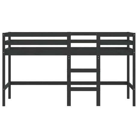Kinderhoogslaper met ladder 80x200 cm massief grenenhout zwart