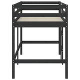 Kinderhoogslaper met ladder 80x200 cm massief grenenhout zwart