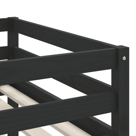 Kinderhoogslaper met ladder 80x200 cm massief grenenhout zwart