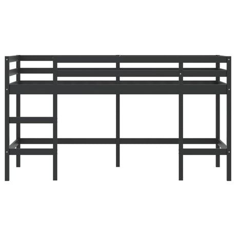 Kinderhoogslaper met ladder 90x200 cm massief grenenhout zwart