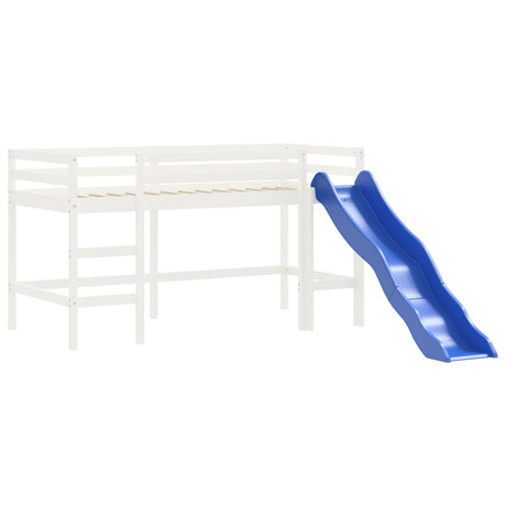 Kinderhoogslaper met glijbaan massief grenenhout wit 80x200 cm