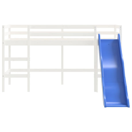 Kinderhoogslaper met glijbaan massief grenenhout wit 80x200 cm