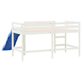 Kinderhoogslaper met glijbaan massief grenenhout wit 80x200 cm