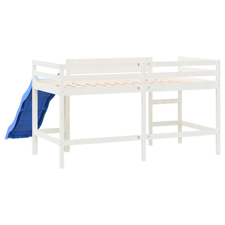 Kinderhoogslaper met glijbaan massief grenenhout wit 80x200 cm