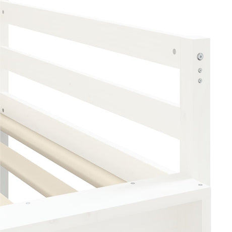 Kinderhoogslaper met glijbaan massief grenenhout wit 80x200 cm