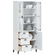 Hoge kast VIKEN 80x40x190 cm massief grenenhout wit - AllerleiShop