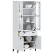 Hoge kast VIKEN 80x40x190 cm massief grenenhout wit - AllerleiShop