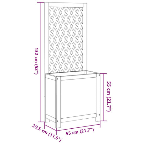 Plantenbak met latwerk 55x29,5x132 cm massief acaciahout - AllerleiShop